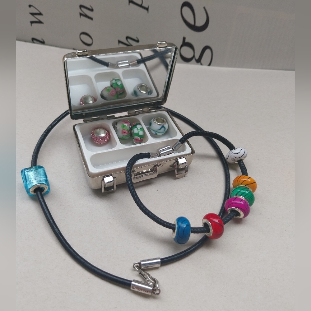 Sterling Silver Colorful Beaded Necklace - Picture 1 of 16